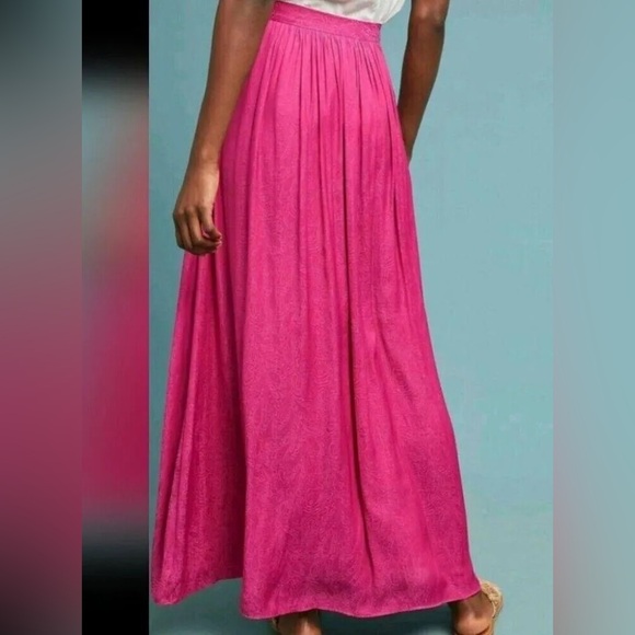 NWT Anthropologie Akemi + Kin Paros Maxi Skirt Raspberry Pink Paisley Boho - Picture 2 of 7